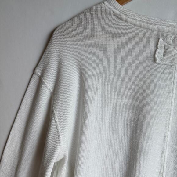 Free People We The Free Tee Oversized Distressed Long Sleeve Top White Medium - Picture 9 of 15